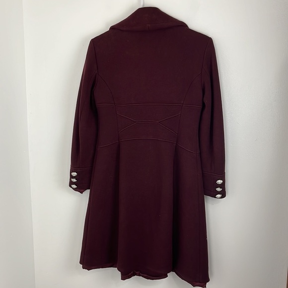 J Crew Burgundy Snap Closure Dress Coat - Picture 6 of 10